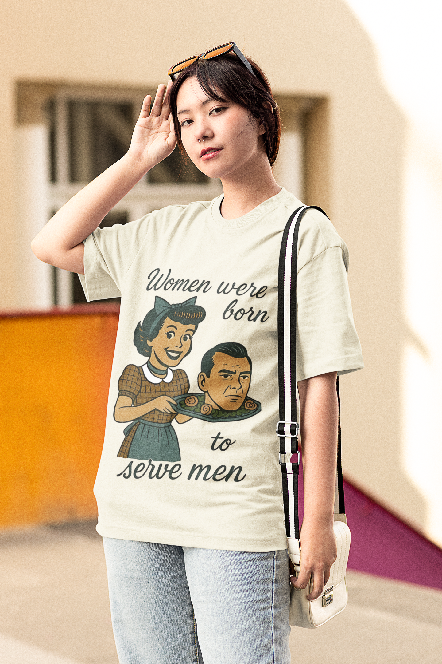 Women's Oversized T-Shirt : Women Were Born To Serve Men
